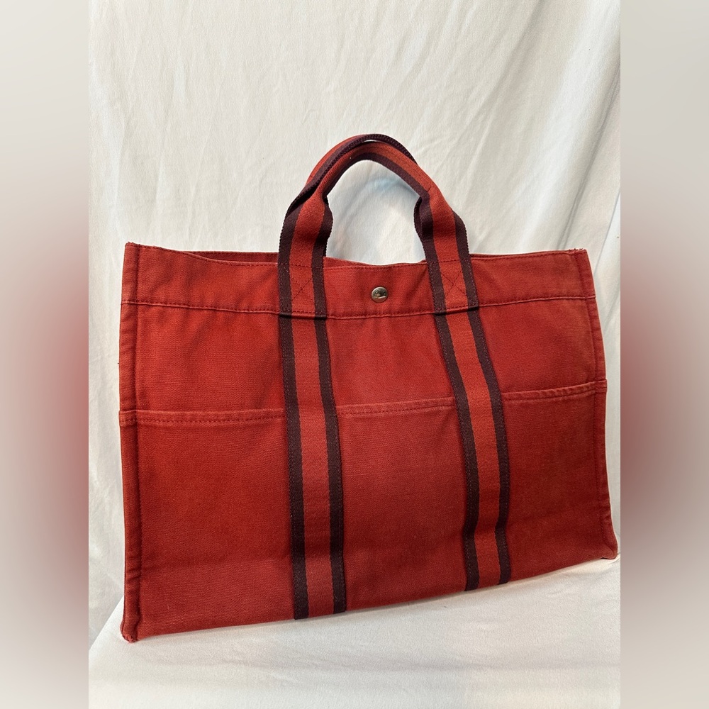 HERMES Red  Canvas Tote 💼